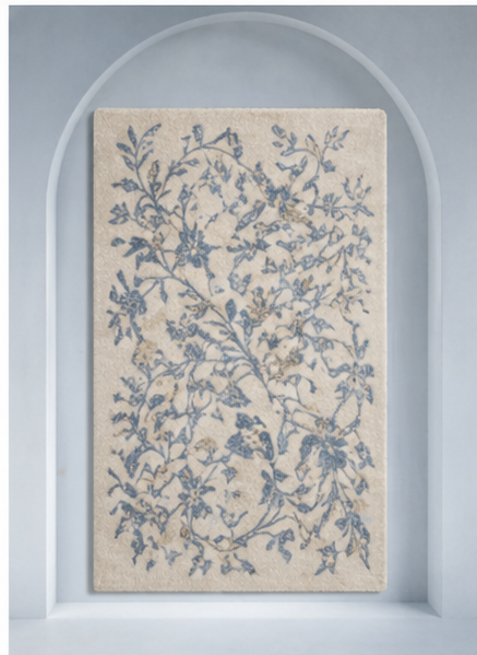 floral blue beige handmade rug artistic pattern luxury carpet India