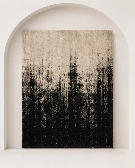textured gradient handmade rug black beige modern carpet for living room