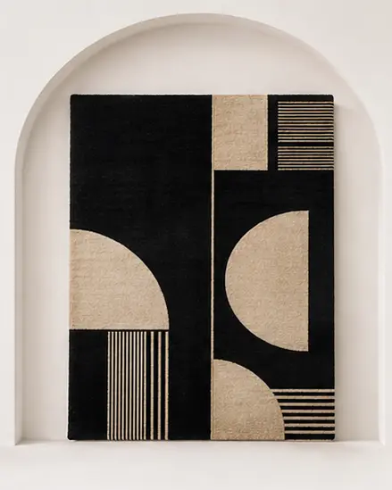 abstract handmade rug bold pattern