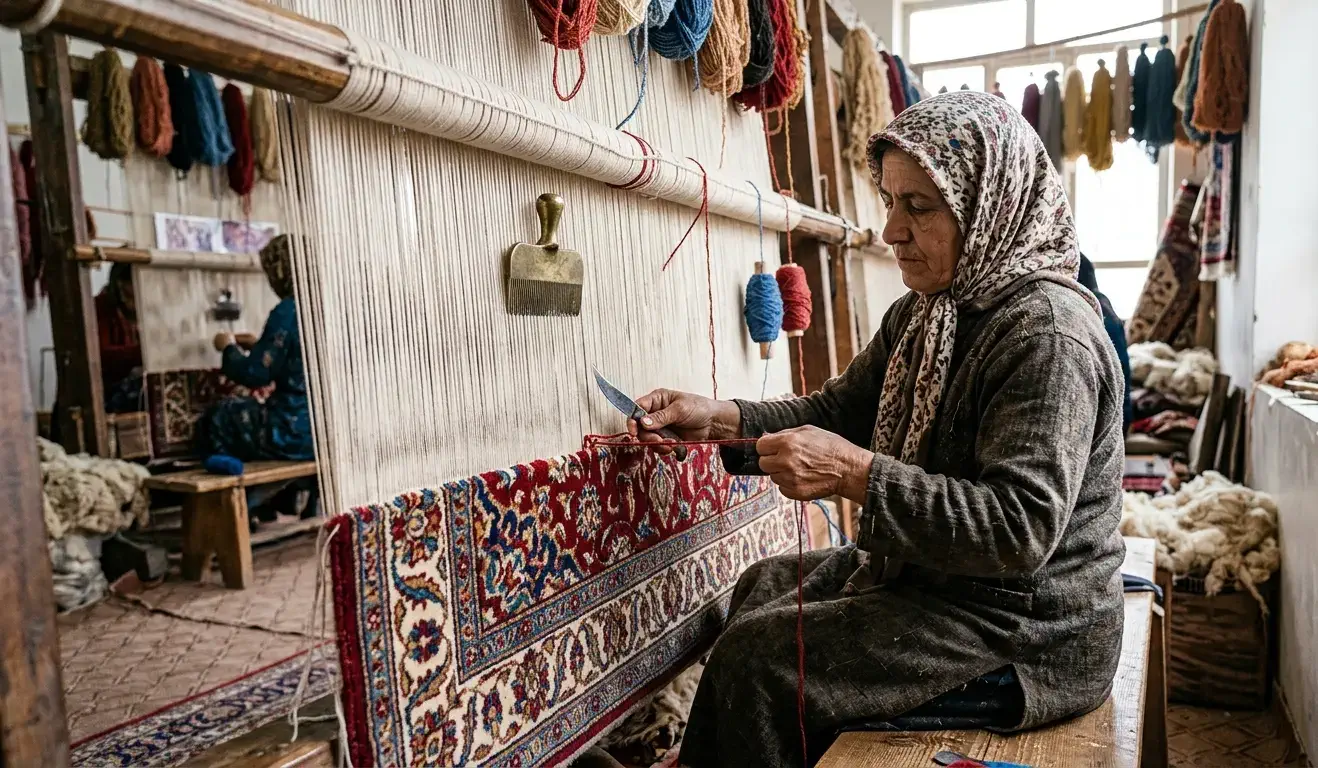 Hand Knotted Rug Weaving in Jaipur