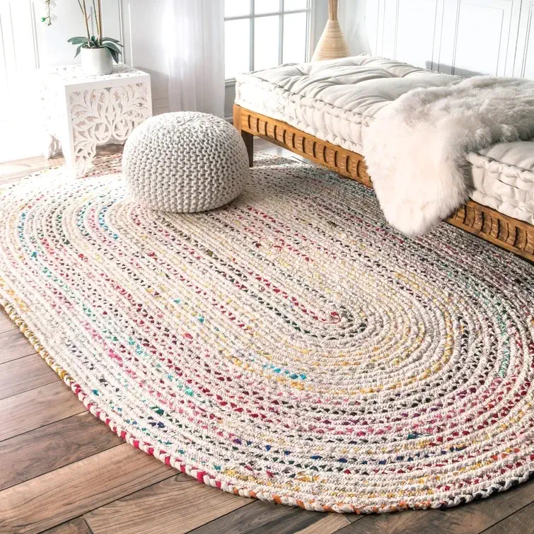 Hand braided chindi rug in multicolour cotton — Planet Arts Jaipur