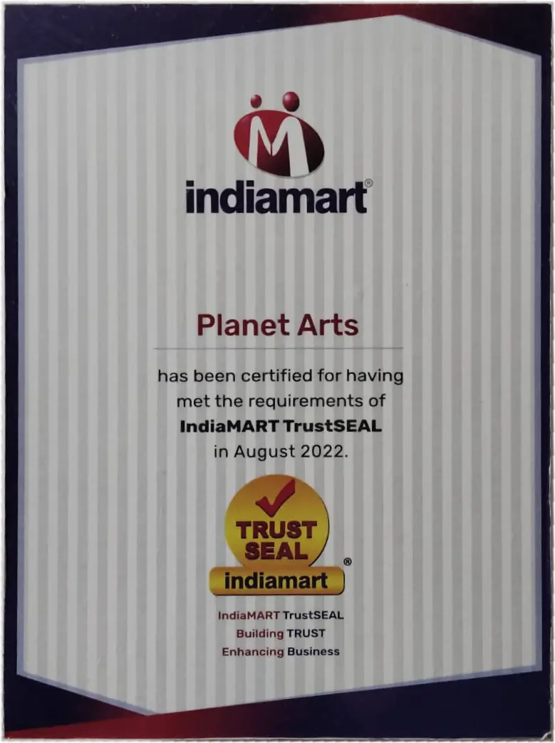 Planet Arts IndiaMART TrustSEAL Verified Supplier certificate for handmade rug manufacturing and export from India.