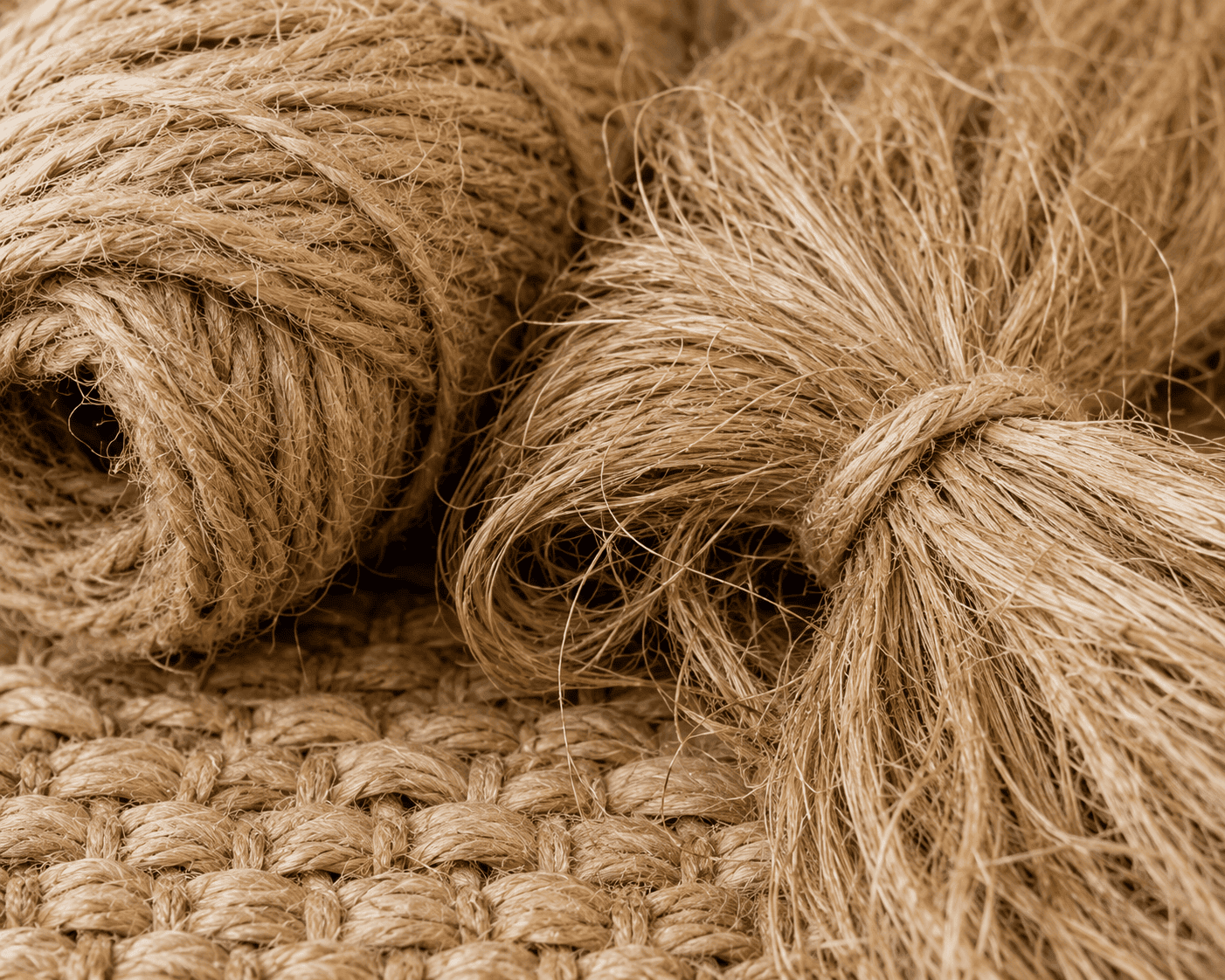 Close-up of natural jute fiber used in Planet Arts rug production