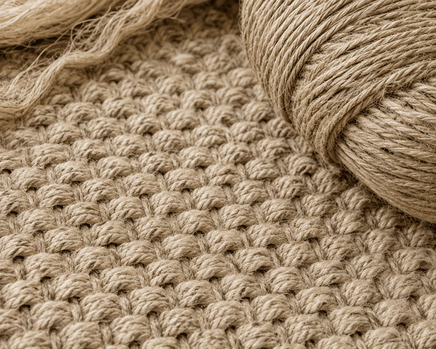 Close-up of hemp fiber weave used in Planet Arts rug production