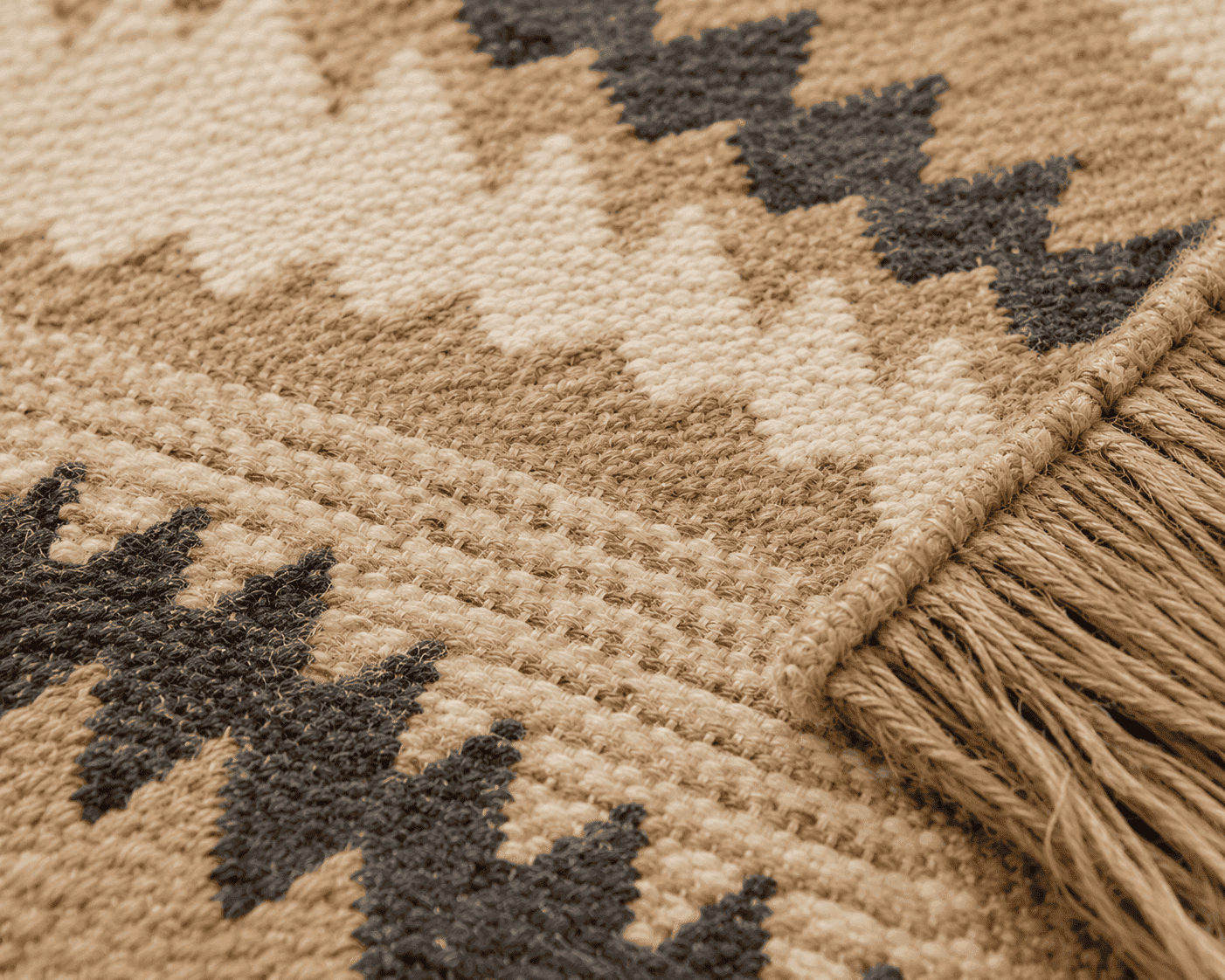 Close-up of jute-wool kilim weave used in Planet Arts rug production